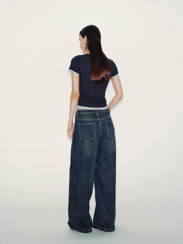 Urban Revivo Contrast Trim Scoop Neck Ruched T-Shirts