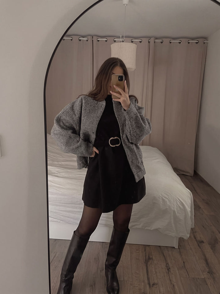 Cozy Brushed Wool Blend Bomber Jacket