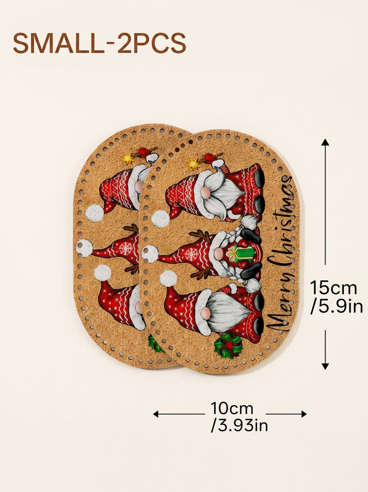 Merry Christmas Gnomes Wooden Basket Bottom