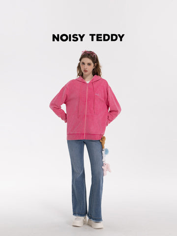Cute Bunny Graphic Sequin Hooded Jacket