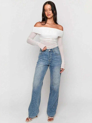 Low Stretch High Rise Wide Leg Jeans