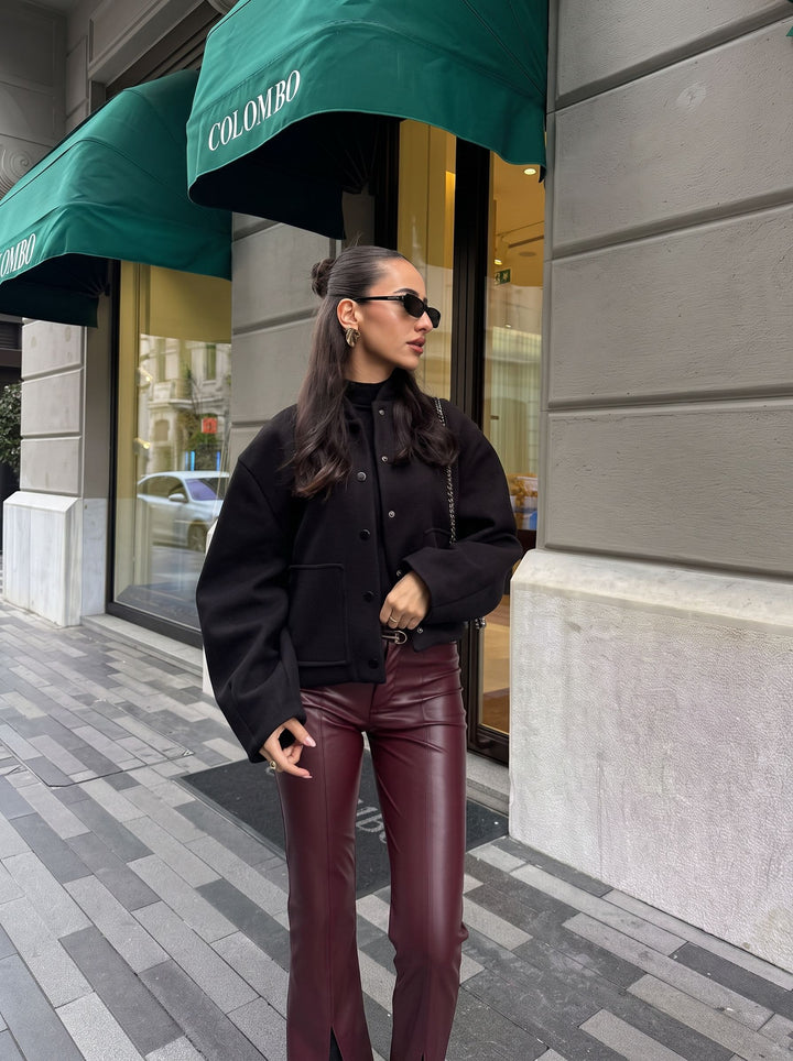 Cozy Wool Blend Snap Button Jacket