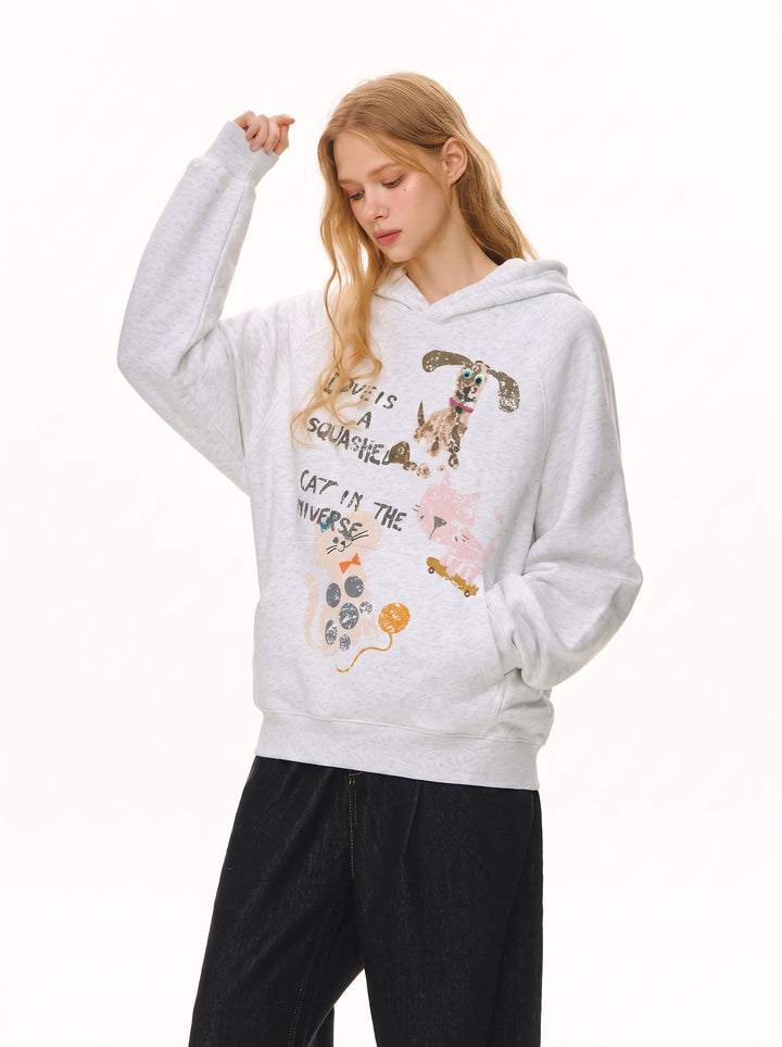 Oversized Graphic Raglan Sleeve Hoodie