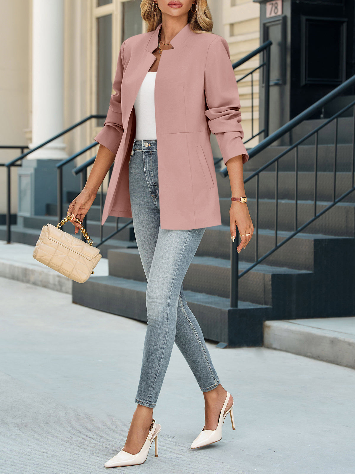 Tailored Slim Fit Open Blazer
