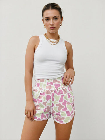 Checkered Pattern Lace Trim Shorts