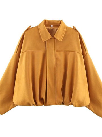 Oversized Faux Leather Bubble Hem Jacket
