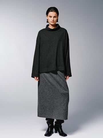 Urban Revivo Pull On Straight Midi Skirts-Gray Marl