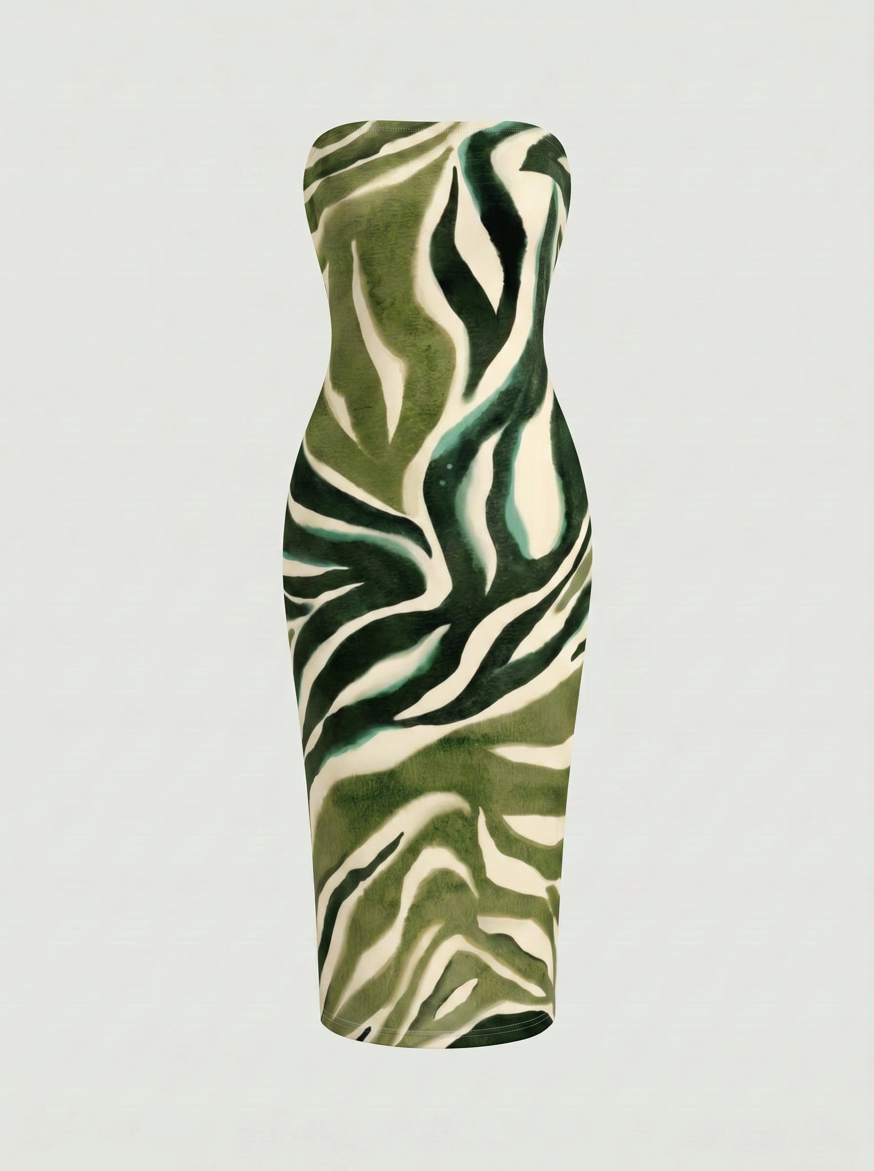 MAIA Floral Print Strapless Sheath Midi Dress
