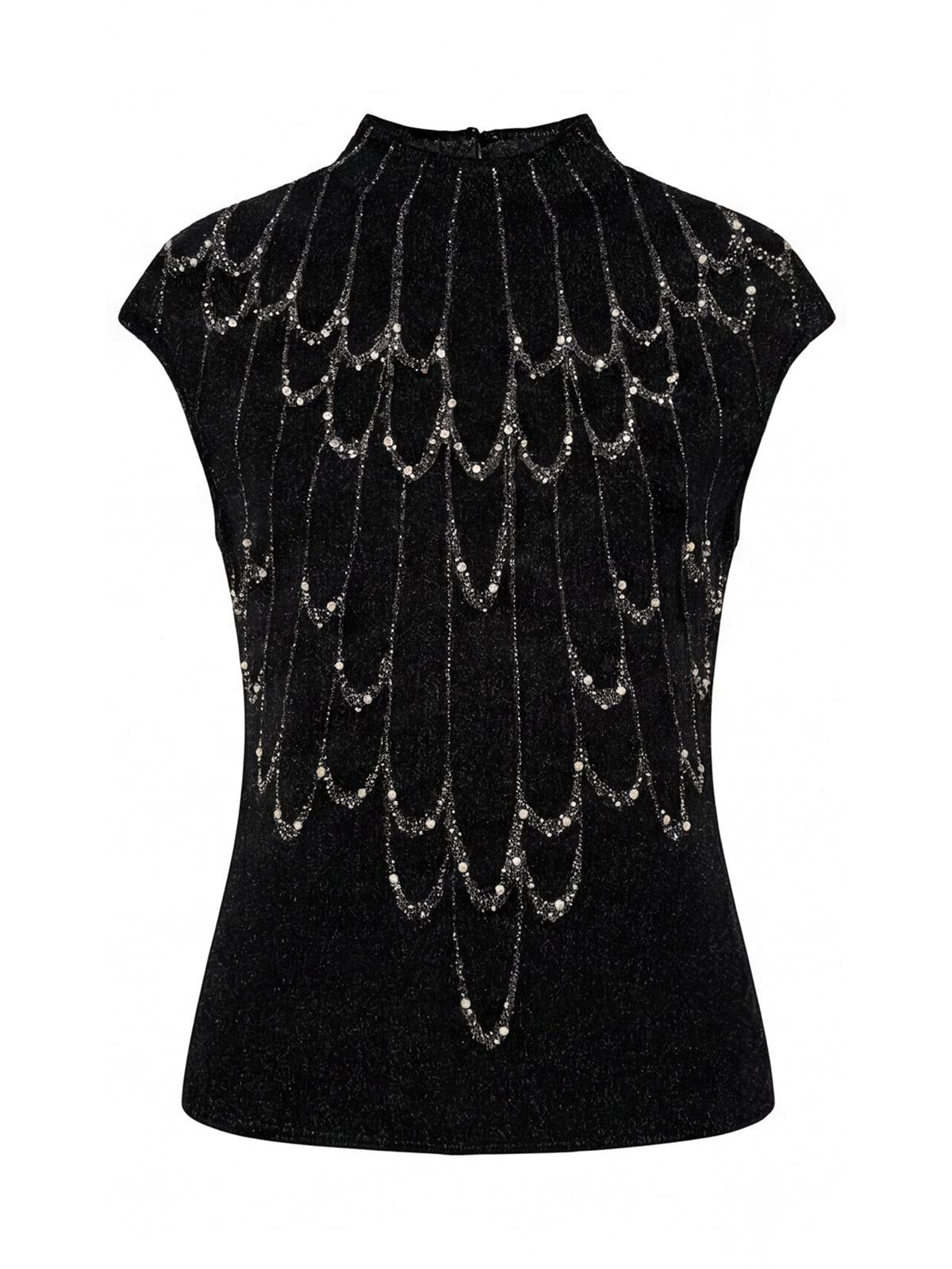 Embellished Shimmer Mock Neck Sweater