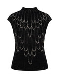 Embellished Shimmer Mock Neck Sweater