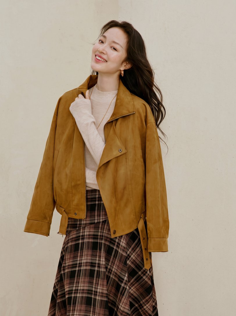 Convertible Collar Faux Suede Jacket