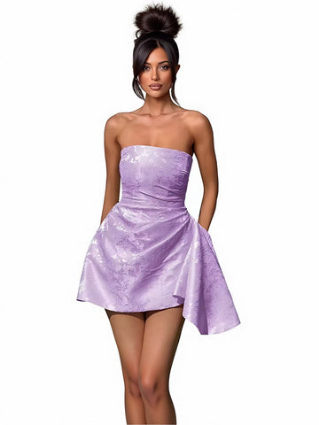 Strapless Floral Jacquard Mini Dress