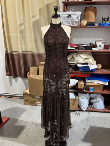 Sequined Halter Mermaid Evening Dress