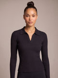 Ribbed Collared Long Sleeve Yoga Shirt