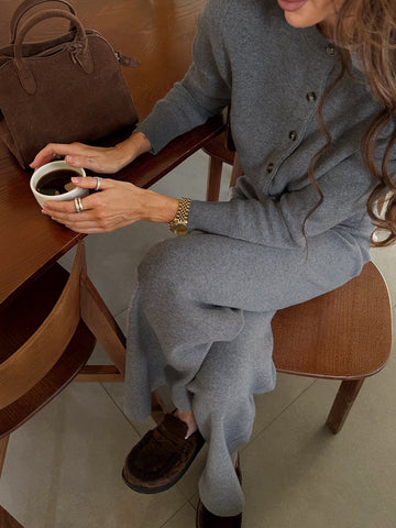 Cozy Knit Button Up Pants Set