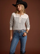 Striped Button Detail Pullover Sweater
