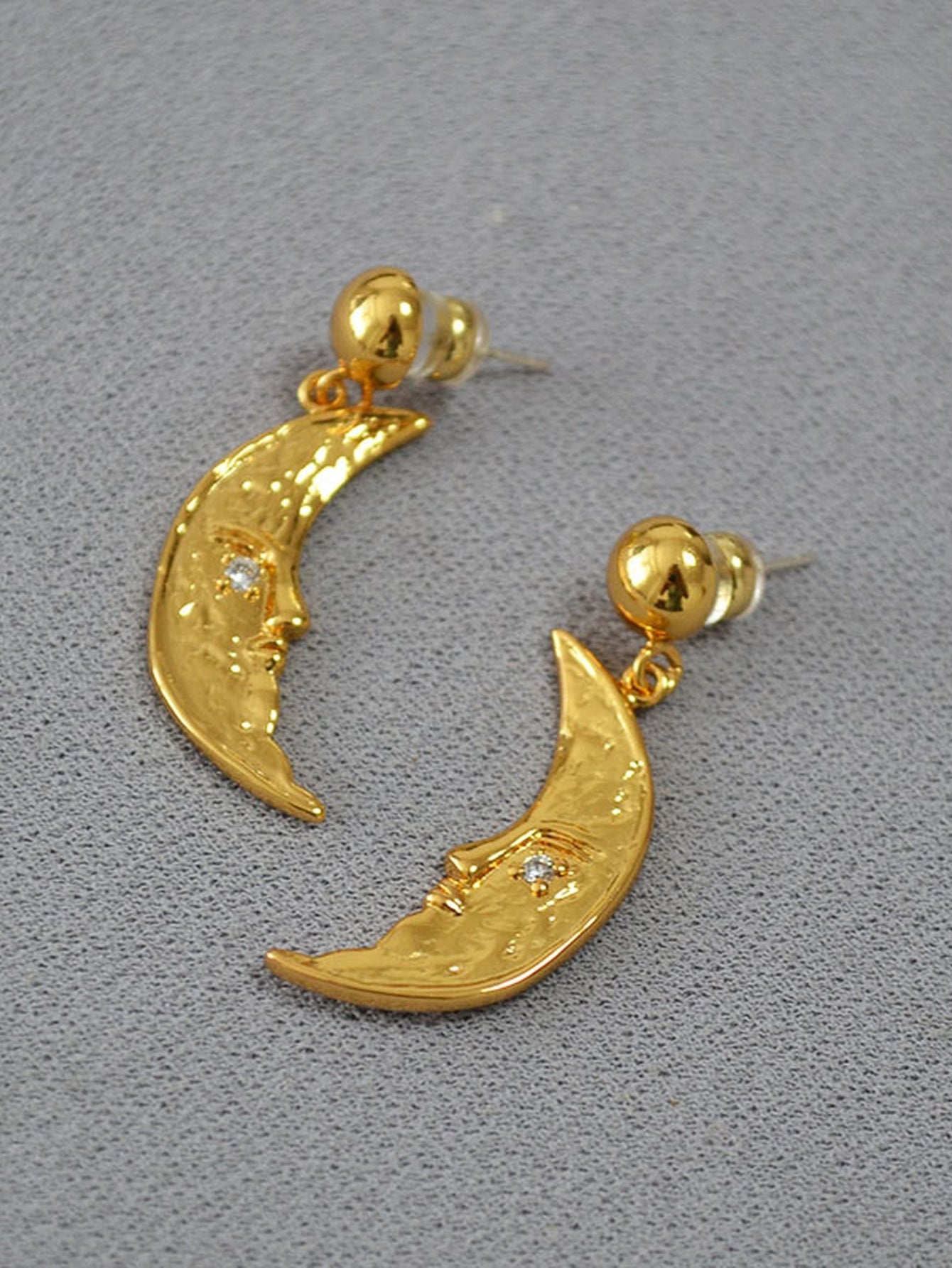 Celestial Gold Moon Statement Dangle Earrings