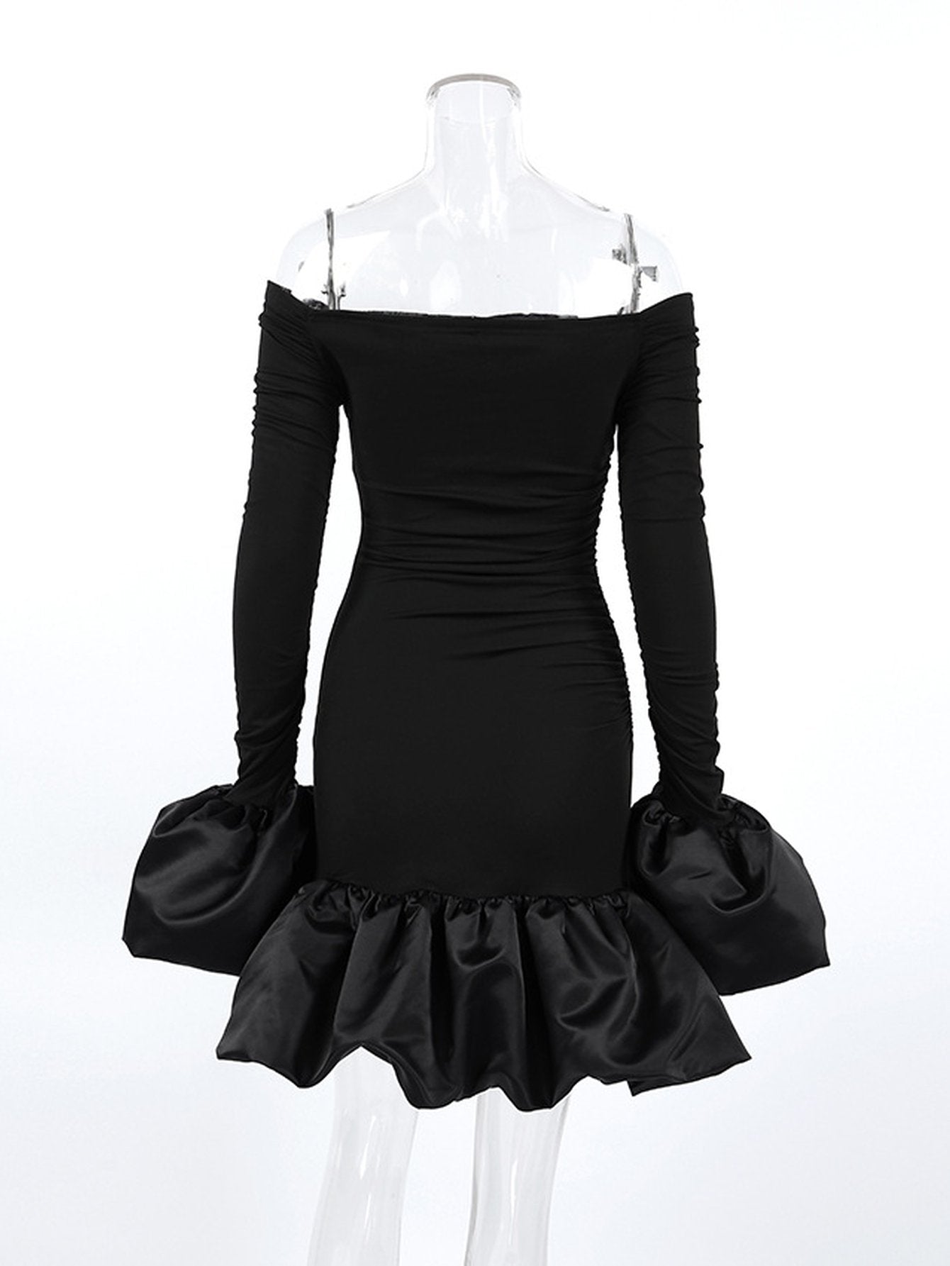 Off Shoulder Ruffled Hem Mini Dress
