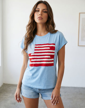 Distressed American Flag Graphic T-Shirt