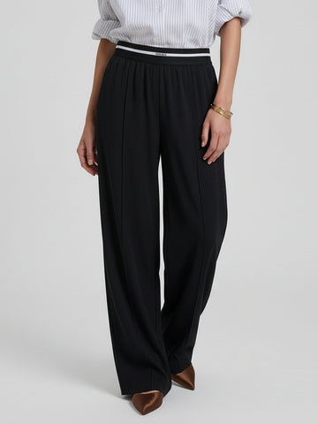 Straight Contrast Waist Pants