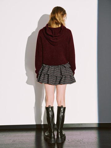 Urban Revivo Check Tiered Ruffle A-Line Midi Skirts-Multicolor