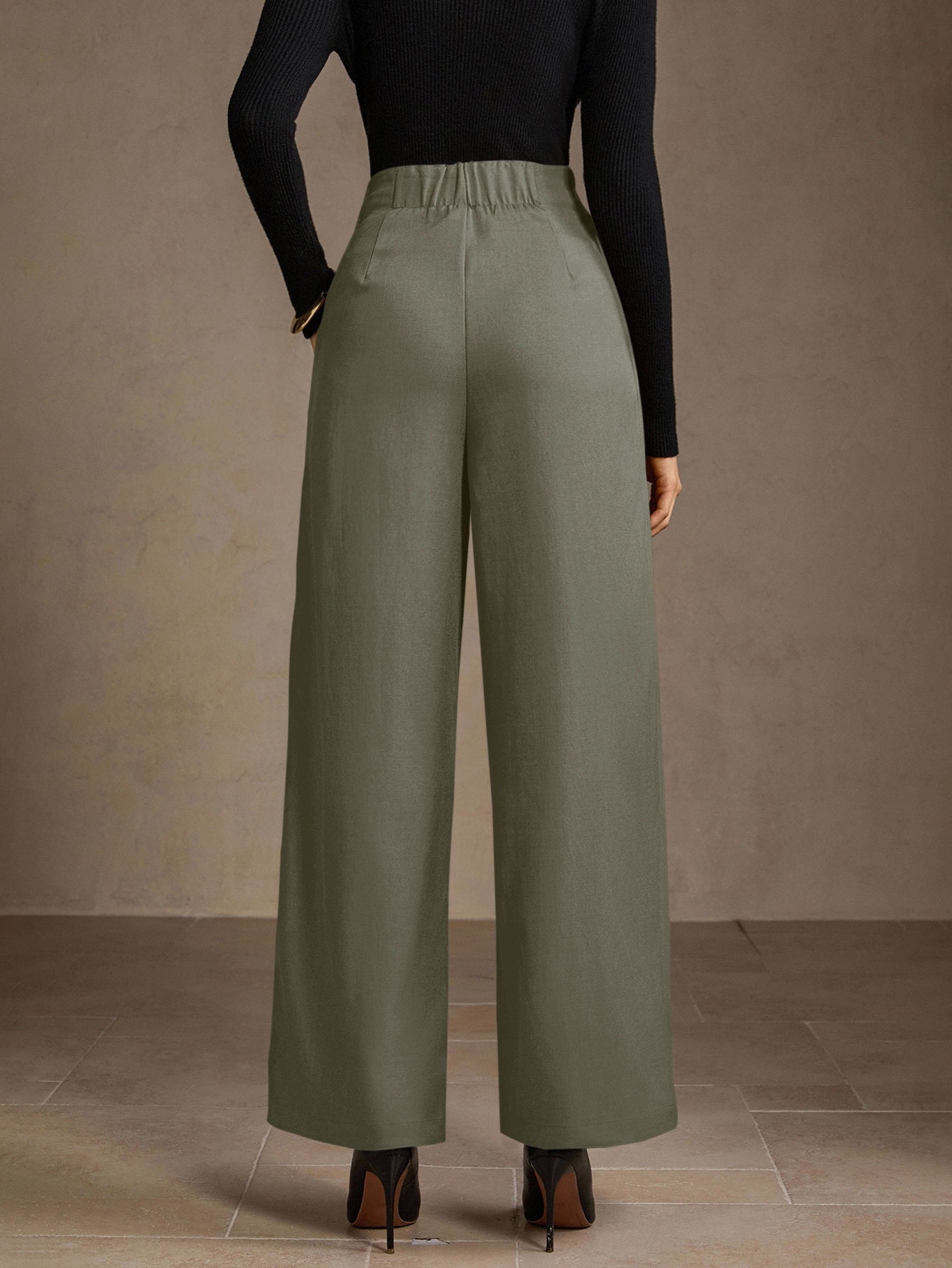 High Waisted Pleated Wide Leg Pants