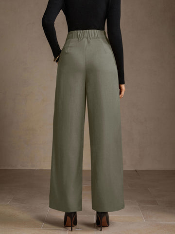 High Waisted Pleated Wide Leg Pants