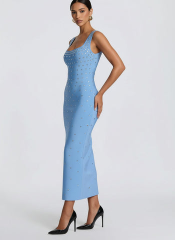 Strapless Sequined Mermaid Maxi Evening Dress