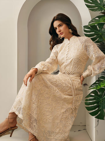 Elegant Floral Lace Long Sleeve Dress