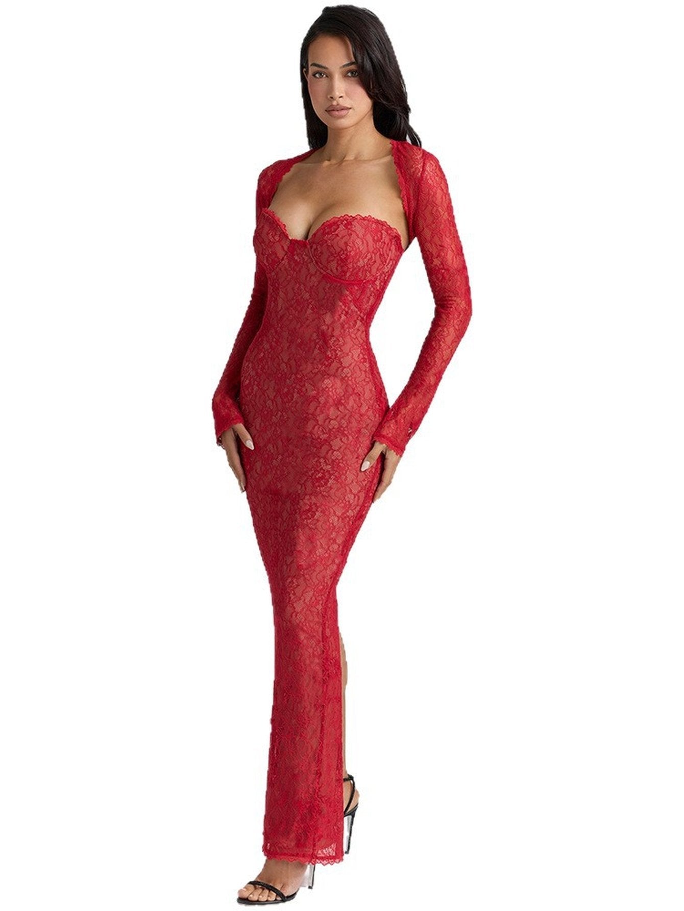 Sexy Lace Bustier Maxi Dress