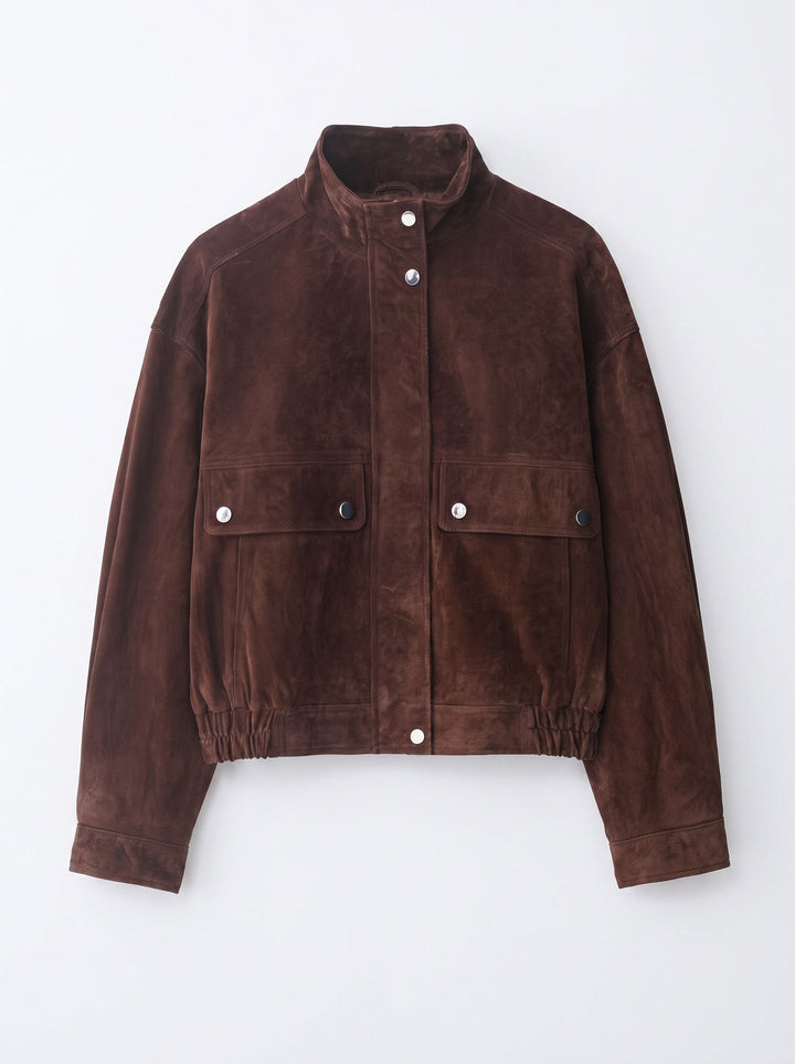 Brown Suede Utility Cropped Jacket