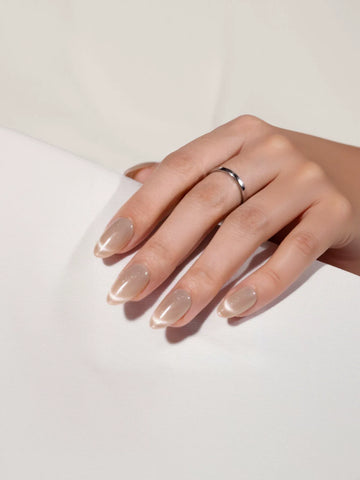 Shimmering Nude Cat Eye Press On Nails
