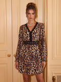 Leopard Print Lace Trim Mini Dress