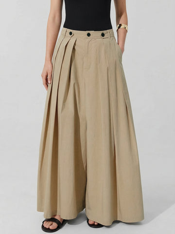 Wide Leg Pleated Trousers