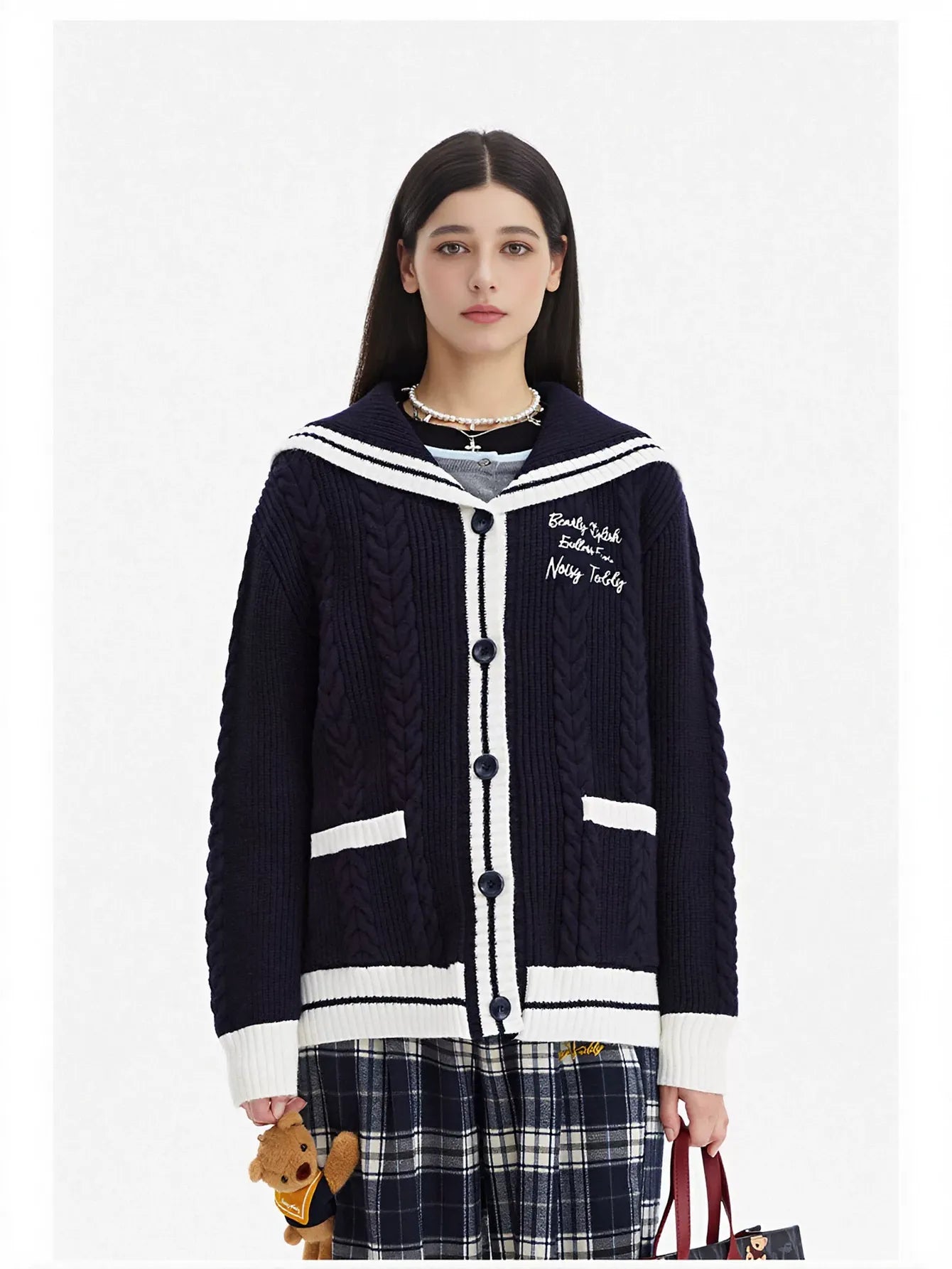 Cute Teddy Bear Sailor Cardigan