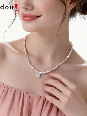 Elegant Dainty Pearl Crystal Necklace