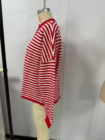 Oversized Striped Button Down Cardigan