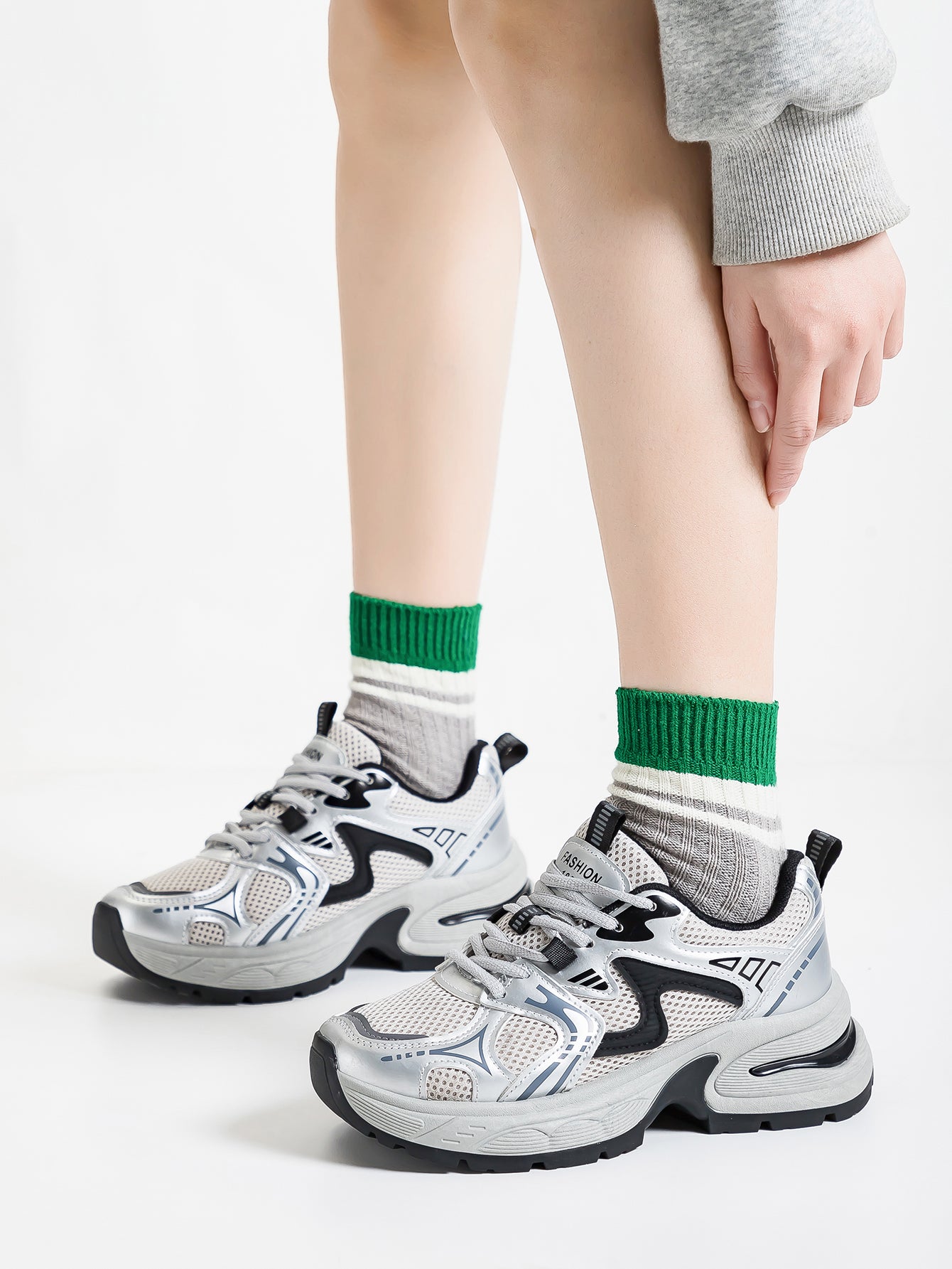 Chunky Sole Breathable Mesh Retro Sports Shoes[Note:Runs Small,Go One Size Up]