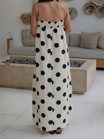 Smocked Polka Dot Maxi Dress