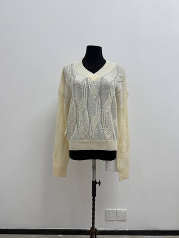 Cozy Cable Knit V Neck Pullover
