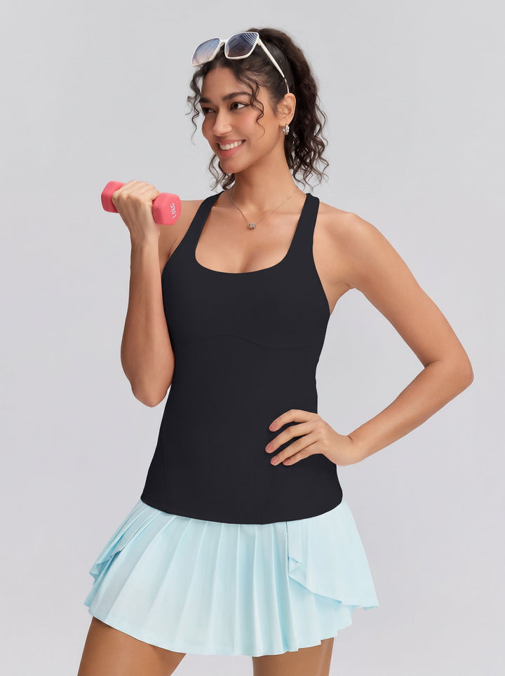 Ribbed Racerback Built In Bra Tank
