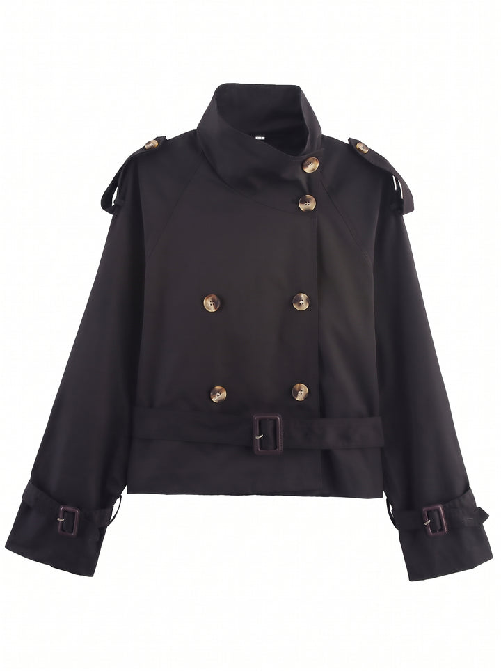 Cropped Double Breasted Trench Coat