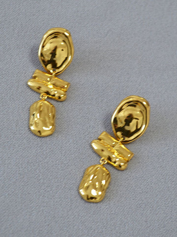Textured Gold Statement Dangle Earrings