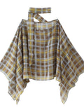 Plaid Chiffon Halter Neck Blouse