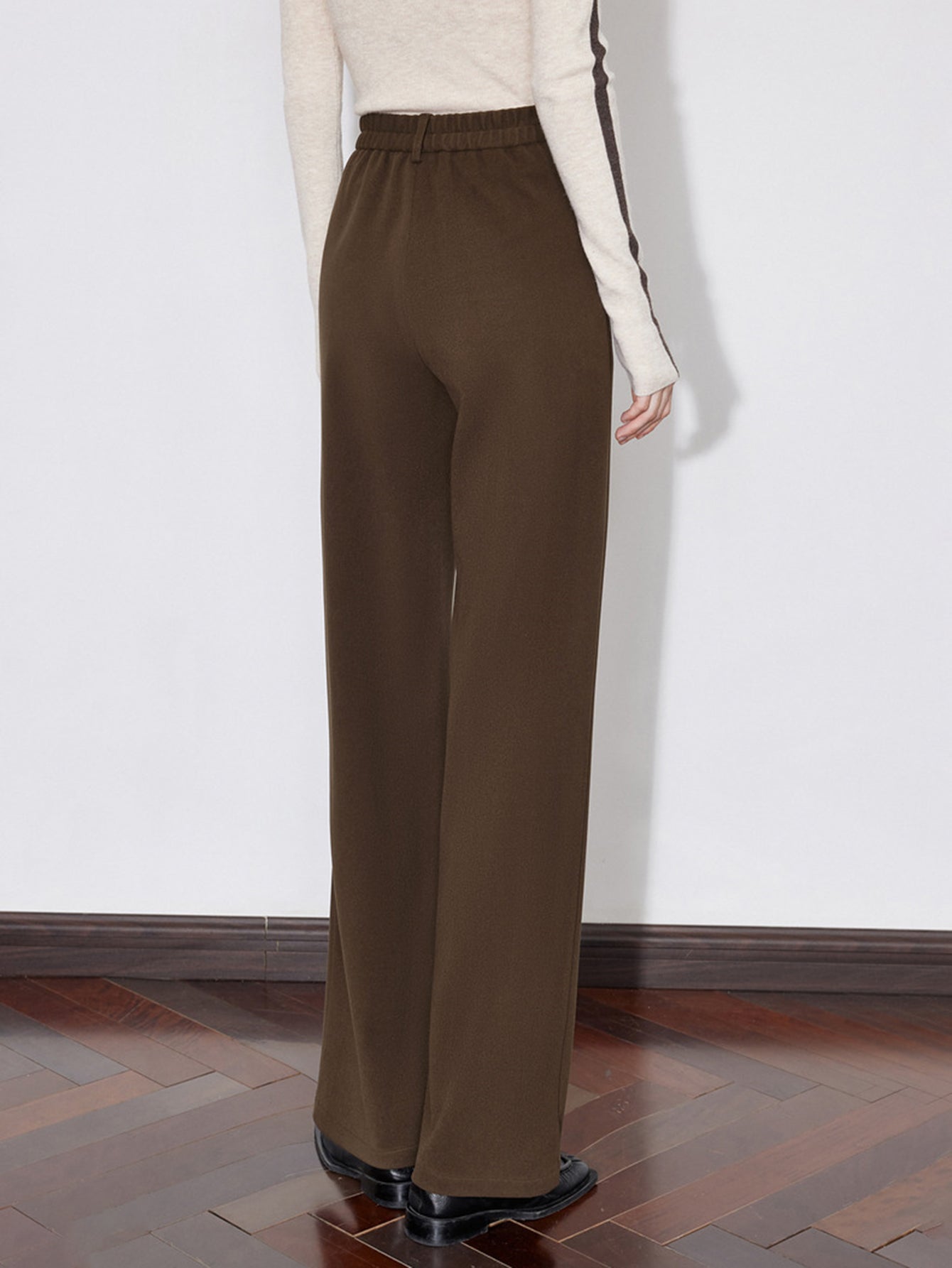 Pleated Front Button Waist Casual Pants