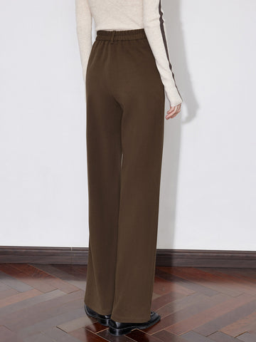 Pleated Front Button Waist Casual Pants