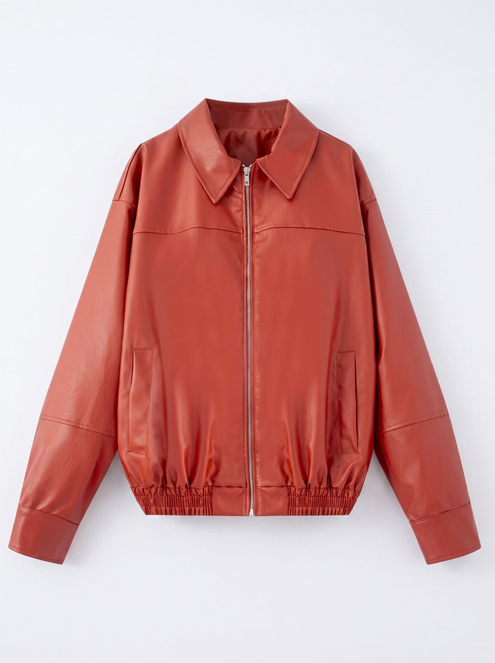 Oversized Vintage Style Faux Leather Jacket