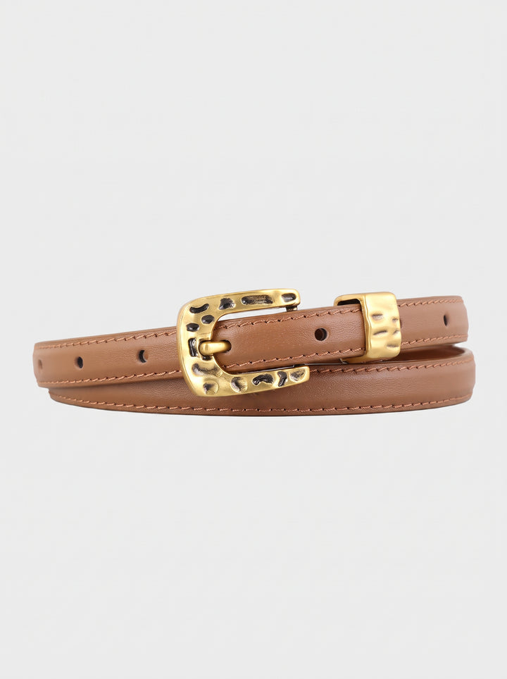 Minimalist Gold Buckle Skinny Belt