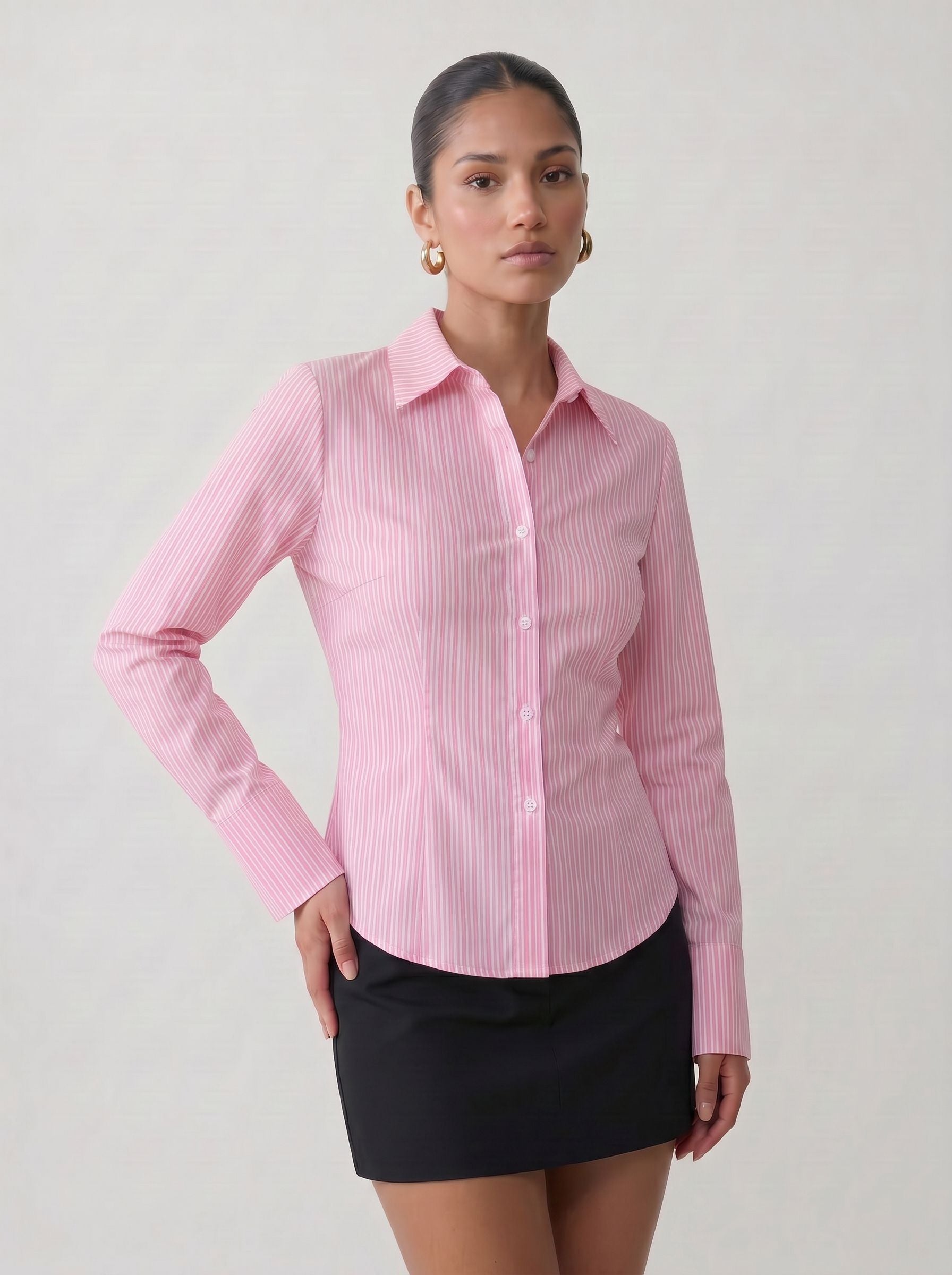 Tailored Fitted Striped Button Down Shirt