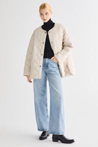 Oversized Quilted Snap Button Puffer Jacket